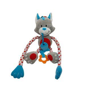 Edushape Happy Kitten Plush Stuffed Animal Polka Dot Lovey cat grey white